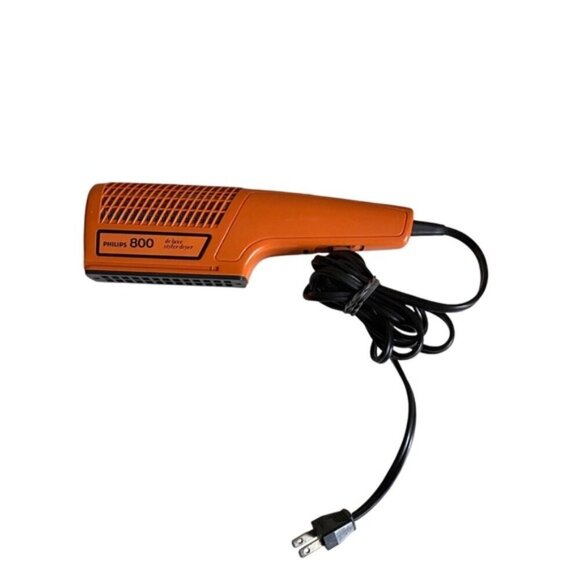 Vintage Philips 800 Deluxe Styler Dryer Orange 110V 70s Retro MCM Working - Picture 1 of 8